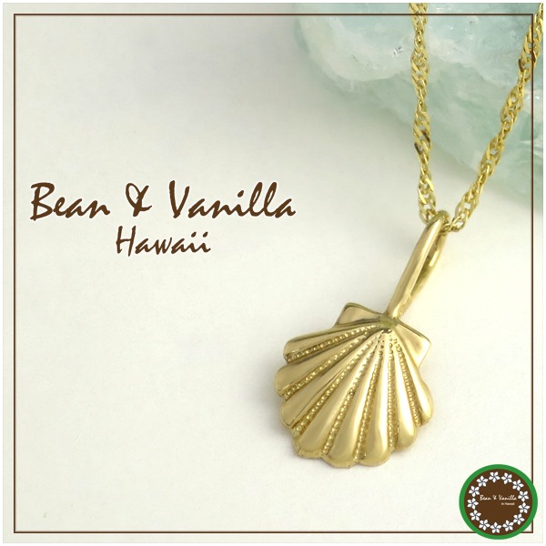 ハワイアンジュエリーBean Vanilla K14ゴールド シェル ネックレス14金