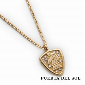 PUERTA DEL SOL チェスナイトエンブレム ダイヤモンド タイニー ネックレス(チェーン付き) イエローゴールド K18 18金 ユニセックス ゴールドアクセサリー チェーン付き 首飾り 人