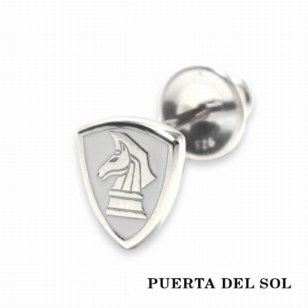 PUERTA DEL SOL チェスナイト エンブレム ピアス ホワイト シルバー950