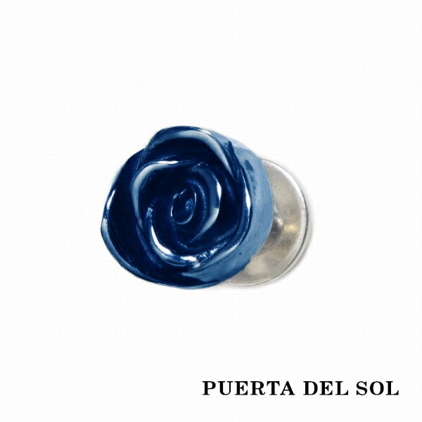 PUERTA DEL SOL バラ 薔薇 ピアス ブルー シルバー950 チタン