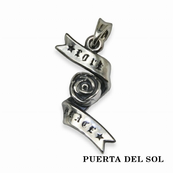PUERTA DEL SOL リボン バラ 薔薇 ペンダント(チェーンなし) シルバー