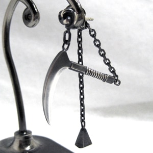 仁-ZIN- 鎖鎌 シルバーピアス 鎌 kama メンズ ピアス シルバー 忍者