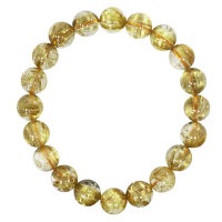 最高級 金針ルチルクォーツ 11A ブレスレット 9.8mm 18cm メンズM