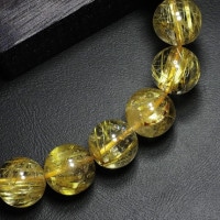 金針ルチルクォーツ 5A+ グレード ブレスレット 10.2mm 18.5cm メンズL