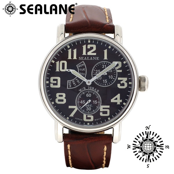 正規品 SEALANE SE14-MBL メンズ腕時計 SEALANE シーレーン SE14 シリーズ ブラウン 牛本革ベルト