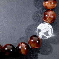 四神 手彫り レッドタイガーアイ ブレスレット 12mm 19.5cm メンズL