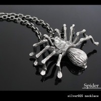 スパイダー シルバー ネックレス (チェーン付き) 蜘蛛 タランチュラ
