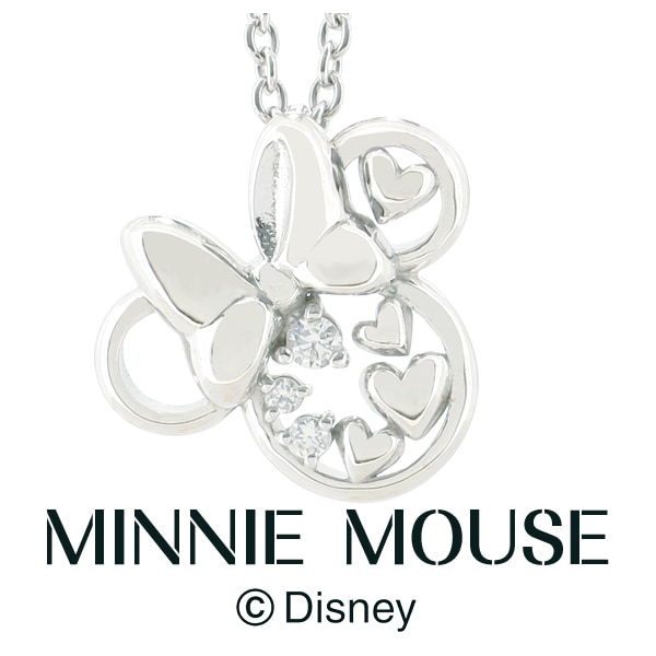 Disney ディズニー 輝 ミニーフェイス ぷっくり シルバーネックレス
