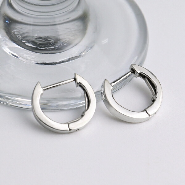 ホワイトゴールド フープ ピアス 2P 両耳用 2mm×13mm フープピアス