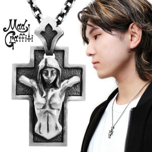 Mad Graffiti マッドグラフィティ クルシフィクシャン2nd S ペンダント ネックレス ペンダントトップ シルバー クロス 十字架 女性像 美女 裸婦 女神 像 メンズ 男性 彼氏 夫 旦