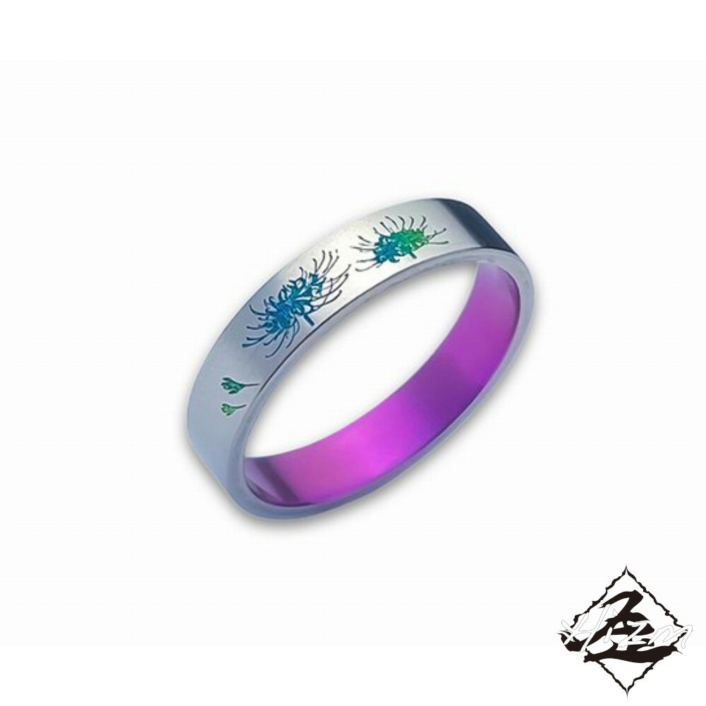 Hizm 彼岸花リング 4.5mm 碧×黄緑 純チタン製 1-30号 チタン