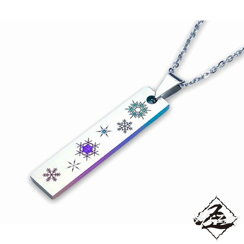 Hizm 札形ペンダントトップ M 雪華 碧色×天色×紫×桃 純チタン製