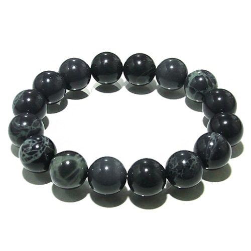 スパイダーウェブ オブシディアン ブレスレット 12mm 17cm～18cm M～L