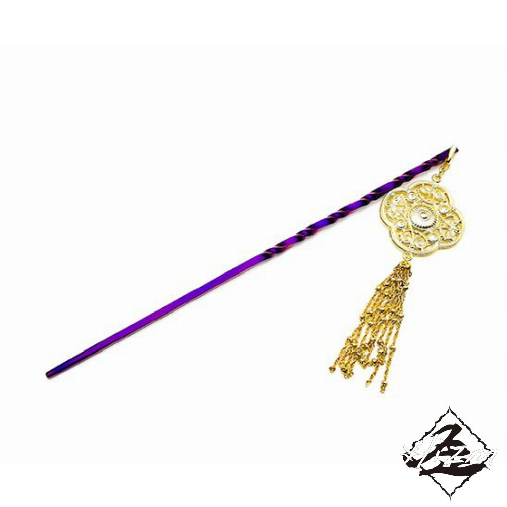 Hizm チタン製 簪 流水に空 赤紫 金色飾り 純チタン 簪 15-18cm 軸変更可 チタン かんざし 髪飾り ヘアアクセサリー 和 和風 和装 着物 浴衣 上品 Hizm チタン製 簪 流水に空 赤紫 金色飾り 純チタン 簪 15-18cm 軸変更