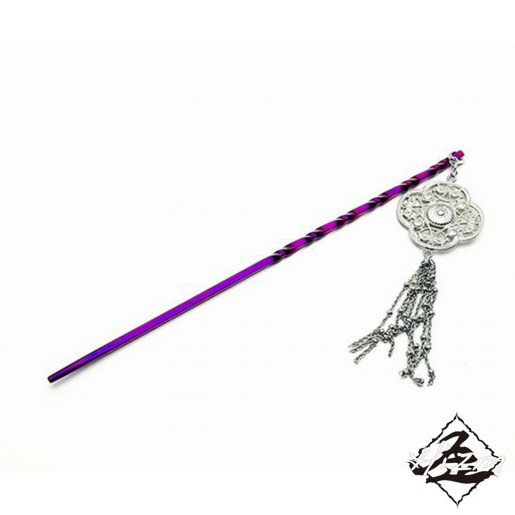 Hizm チタン製 簪 流水に空 赤紫 銀色飾り 純チタン 簪 15-18cm 軸変更可 チタン かんざし 髪飾り ヘアアクセサリー 和 和風 和装 着物 浴衣 上品 Hizm チタン製 簪 流水に空 赤紫 銀色飾り 純チタン 簪 15-18cm 軸変更