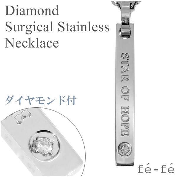 fe-fe ダイヤモンド サージカルステンレス メンズネックレス (45～50cm