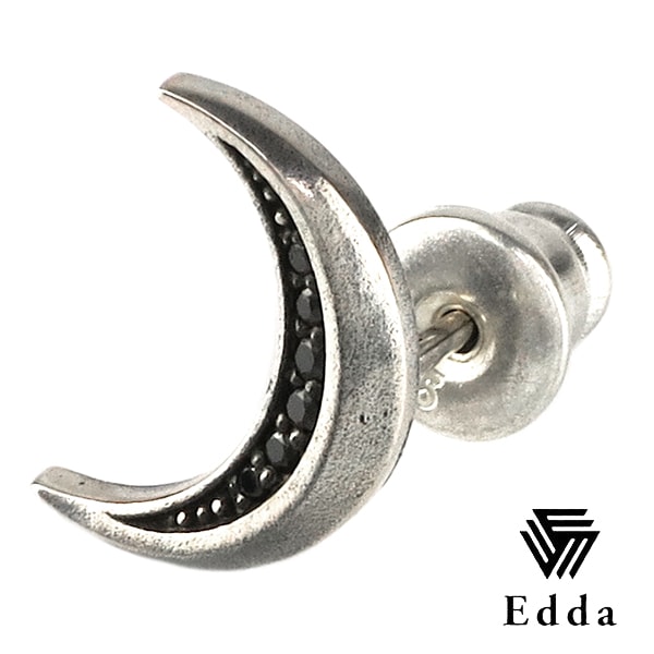 Edda エッダ ムーン ブラックジルコニア シルバーピアス 1P 片耳用