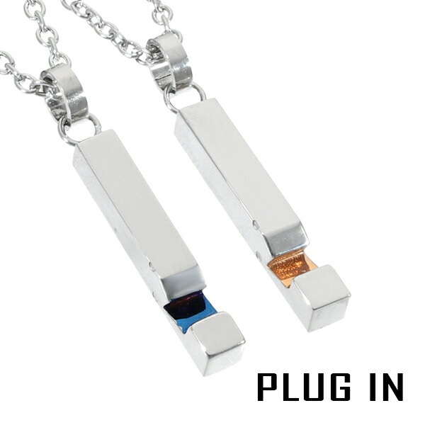 PLUG IN 選べる2カラー スティック バー ネックレス シルバー ブルー