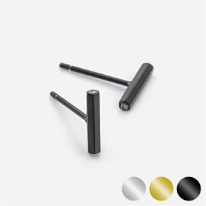 VAYACONDIOS ヴァヤコンディオス ステンレス ヘキサゴン バー ピアス 2P 両耳用 スタッドピアス 黒 ステンレスピアス サージカルステンレス 金属アレルギー アレルギーフリー メンズ レ