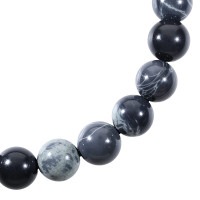スパイダーウェブ オブシディアン ブレスレット 8mm 18cm～19cm M～LL