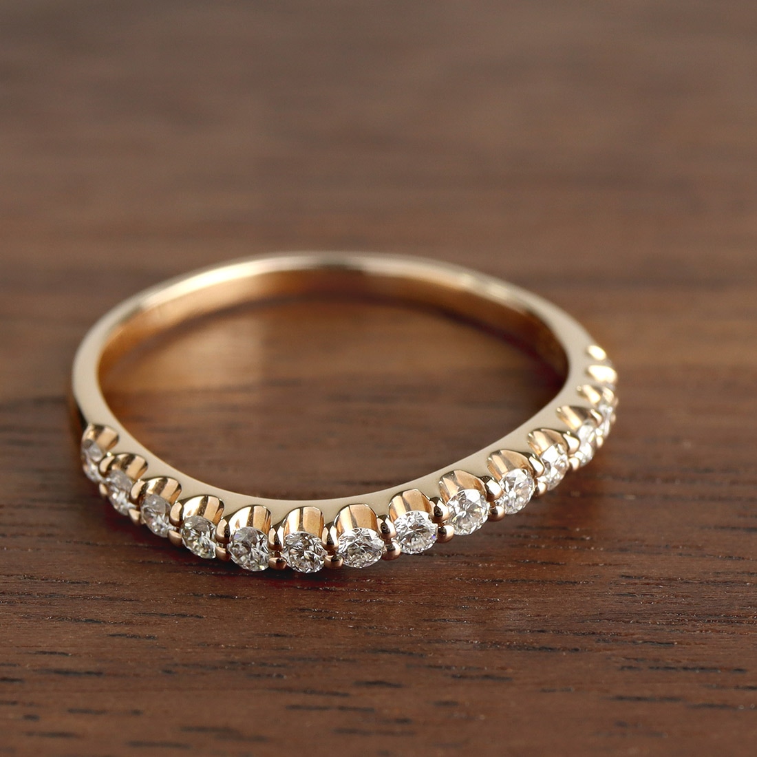 K18ピンクゴールド　天然ダイヤモンド　0,15ct リング専用 K18 ピンクゴールド S字ウェーブ リング ダイヤモンド 1号～15号 指輪