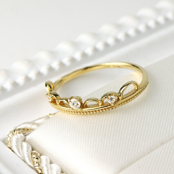 ティアラリング K18WG 18金ホワイトゴールド 1号 ティアラリング K18WG