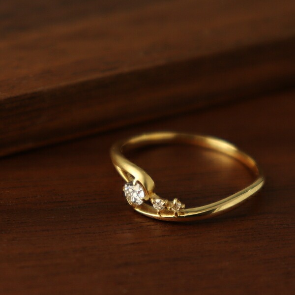 K18(18金) イエローゴールド ダイヤリング 指輪 つや消し 7.5号 K18(18金) イエローゴールド ダイヤリング 指輪 つや消し 7.5号 K18 平