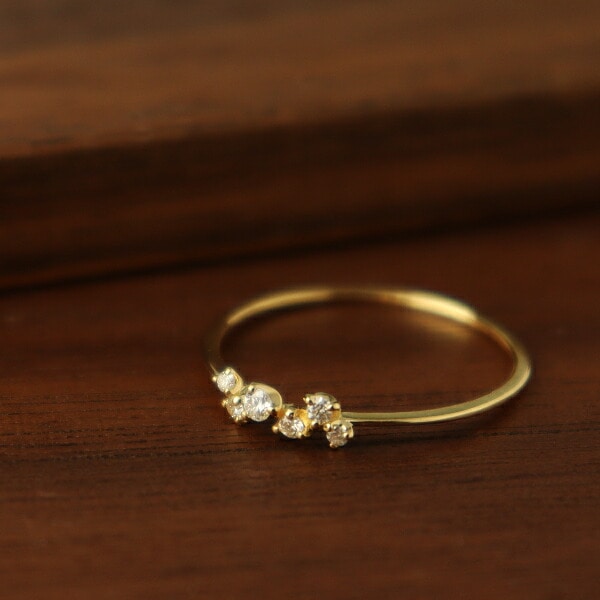 K18 ランダム ダイヤモンド リング 18金 18k ゴールド 指輪 天然