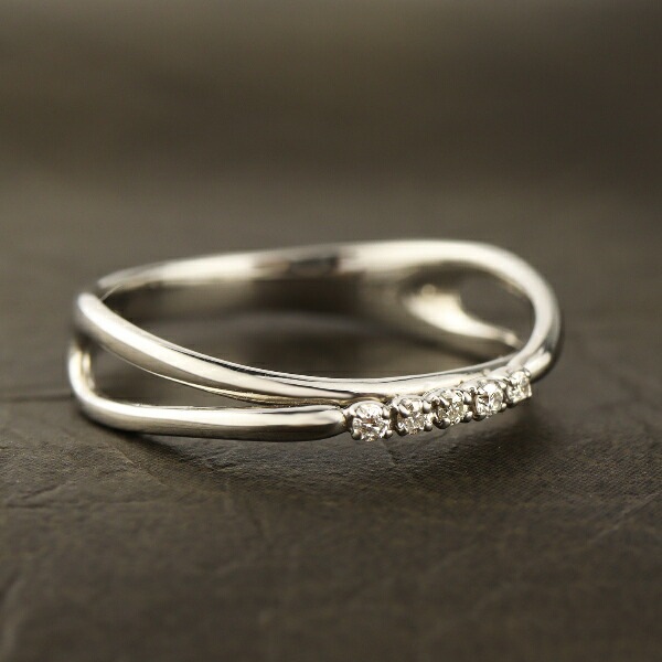 PT900 ダイヤモンド クロス ライン プラチナリング 指輪 リング