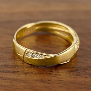 K18 ダイヤモンド クロスライン リング 指輪 ゴールド 18金 18k 天然 ダイヤ ゴールドリング 幅広 シンプル 華やか 普段使い 大人 ジュエリー 結婚記念日 アクセサリー 誕生日 レディー
