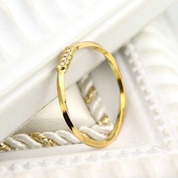 K18 角 地金 ツイスト ダイヤモンド リング 指輪 18金 18k ゴールド
