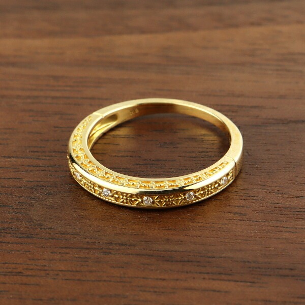 K18 側面 ミル打ち クラシカル リング 18金 18k ダイヤモンド ゴールド