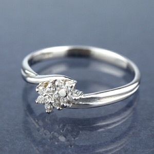 K18 ダイヤモンド フラワー リング 指輪 ホワイトゴールド 花 18金 18k 天然 ダイヤ 上品 華やか かわいい 普段使い 結婚記念日 交際記念日 ジュエリー アクセサリー 誕生日 レディース