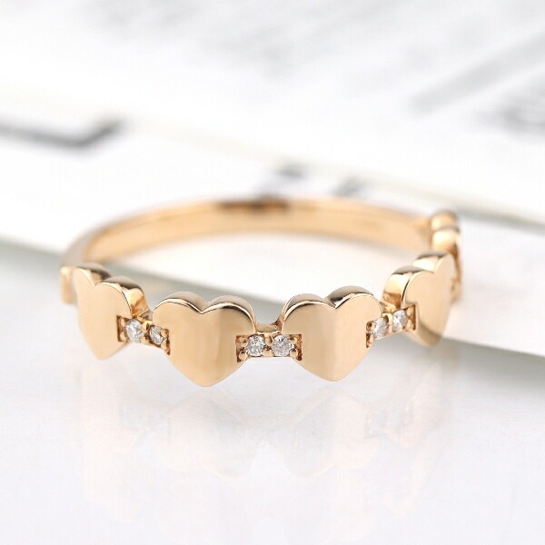 K18 ハート ダイヤモンド リング 指輪 ピンクゴールド 18金 18k 