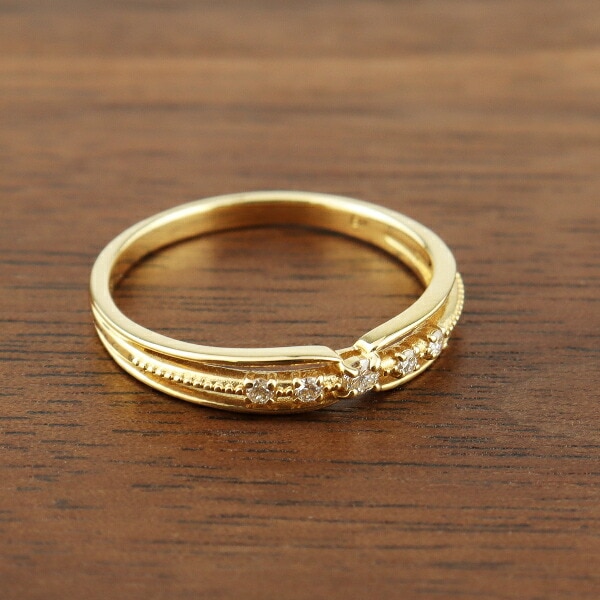K18 スタイリッシュ ダイヤモンド ライン リング 18金 18k ゴールド 
