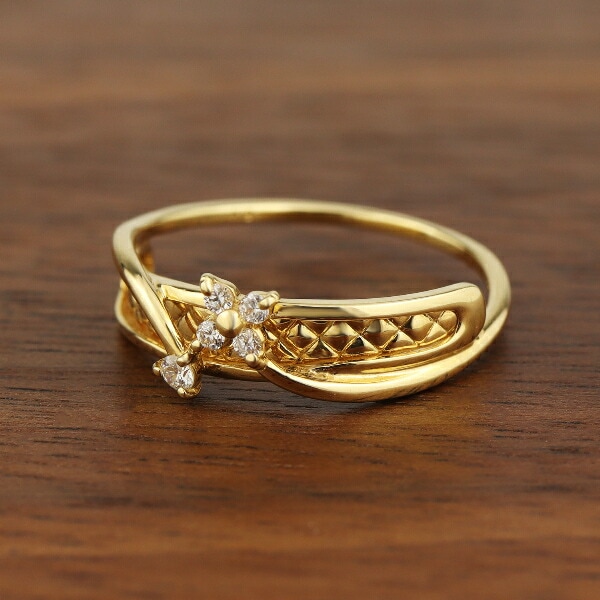 18金 フラワーリング ゴールド指輪　レア K18 ダイヤモンド フラワー リング 指輪 ゴールド 花 18金 18k