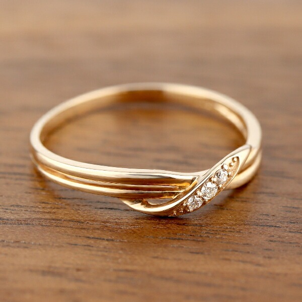 K18 ダイヤモンド リボン ピンクゴールド リング 指輪 18金 18k