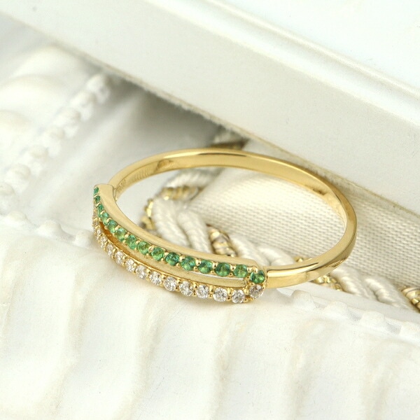 天然ダイヤモンド付きエメラルドブレスレットk18