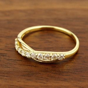 K18 カーブ エタニティリング ダイヤモンド ゴールド リング 指輪 18金 18k 曲線 天然 ダイヤ シンプル 上品 華奢 繊細 普段使い 大人 定番 ベーシック デイリー アクセサリー 誕生日