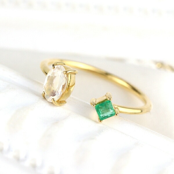 楽天市場】K18 大粒 シトリン リング 指輪 エメラルド ダイヤモンド