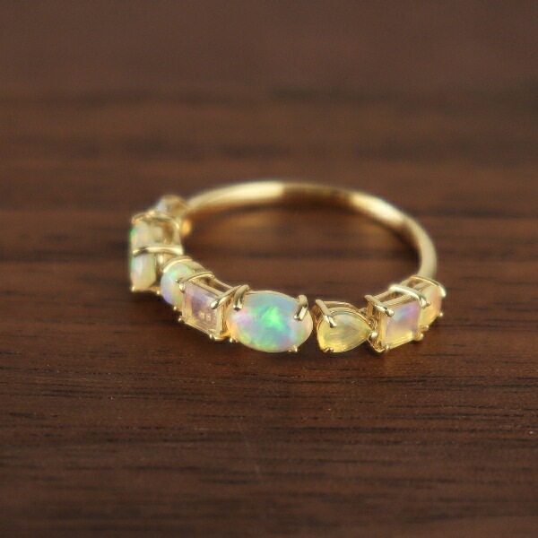 充実の品 オパール 大粒 K18 エタニティリング リング ゴールド 18k 18金 アクセサリー