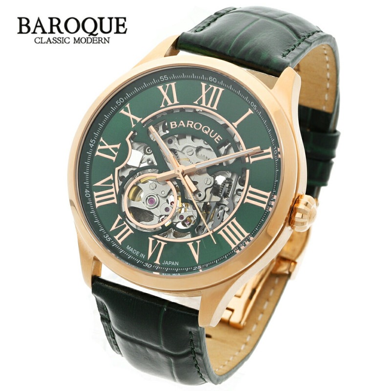 BAROQUE 腕時計 BA2006 グリーン 日本製 時計 ウォッチ 紳士 ビジネス