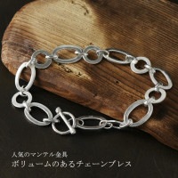 silver925 マンテルブレスレット オーバルチェーン ビンテージ マンテル シルバー チェーンブレスレット オーバル 20cm