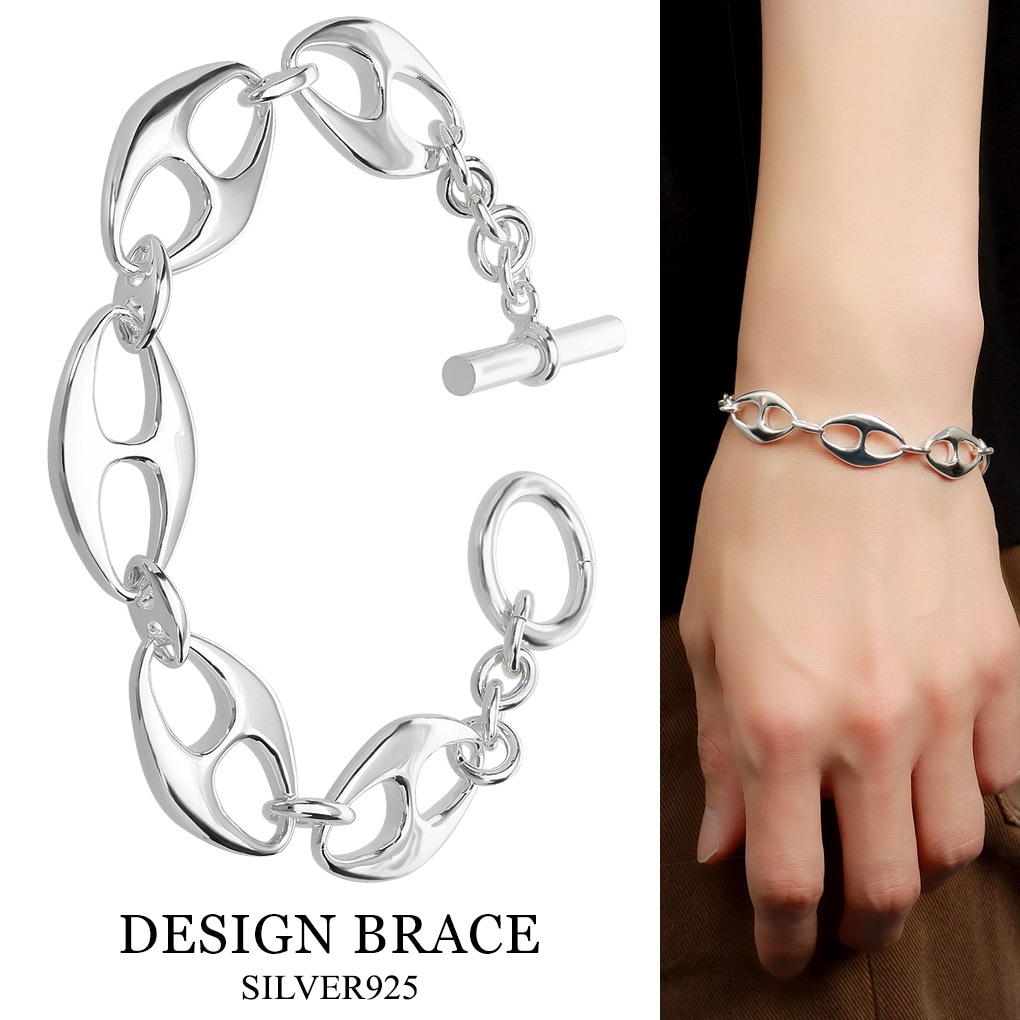 シルバー925 アンカーチェーン ブレスレット シルバー マンテル Tバー