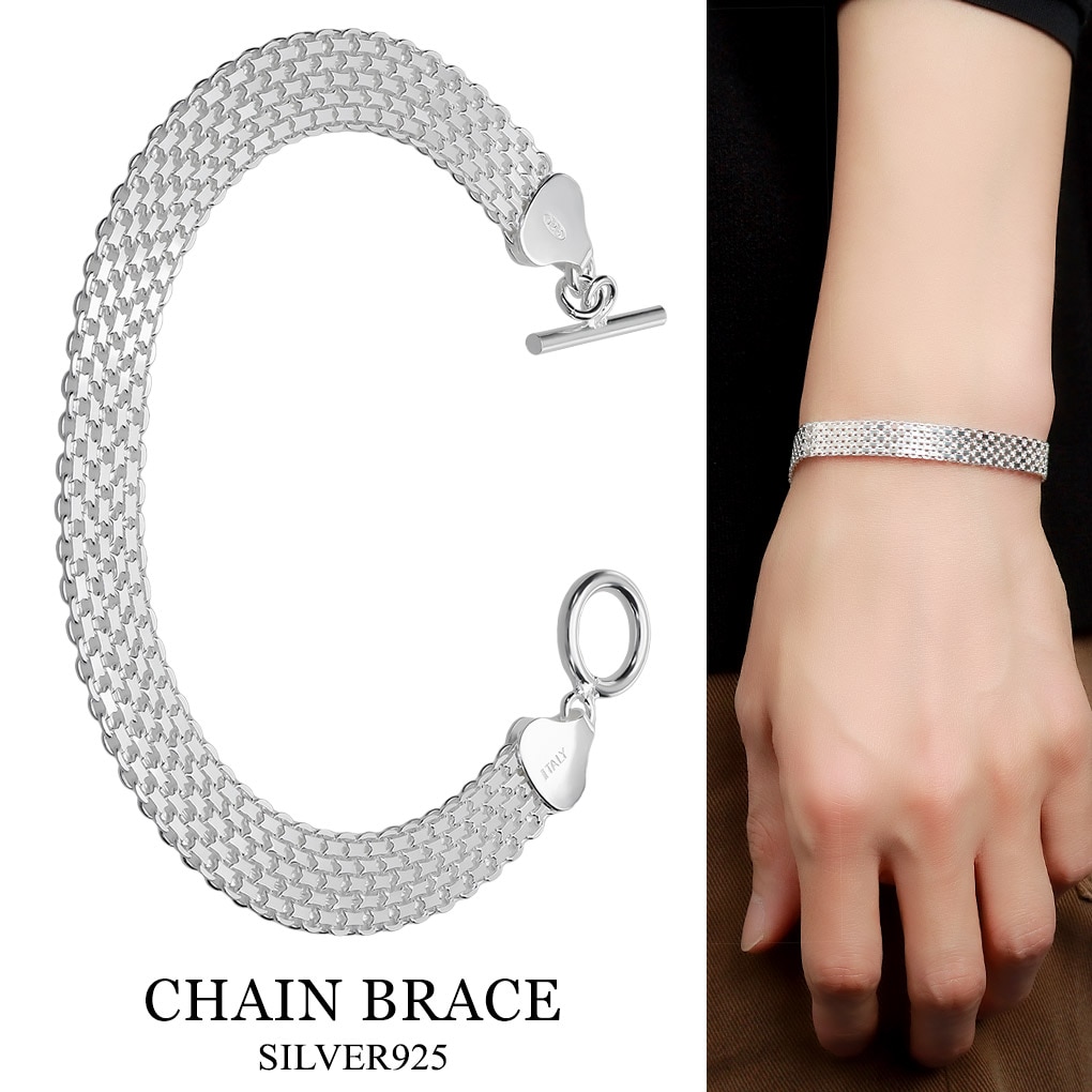 シルバー925 メッシュ ベルト チェーン ブレスレット シルバー