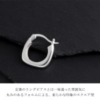 ソフト スクエア フープピアス シルバー ピアス 1P 片耳用 フープ 四角
