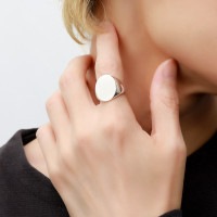 艶消し オーバル 印台リング シルバー リング 指輪 13～18号 メンズ