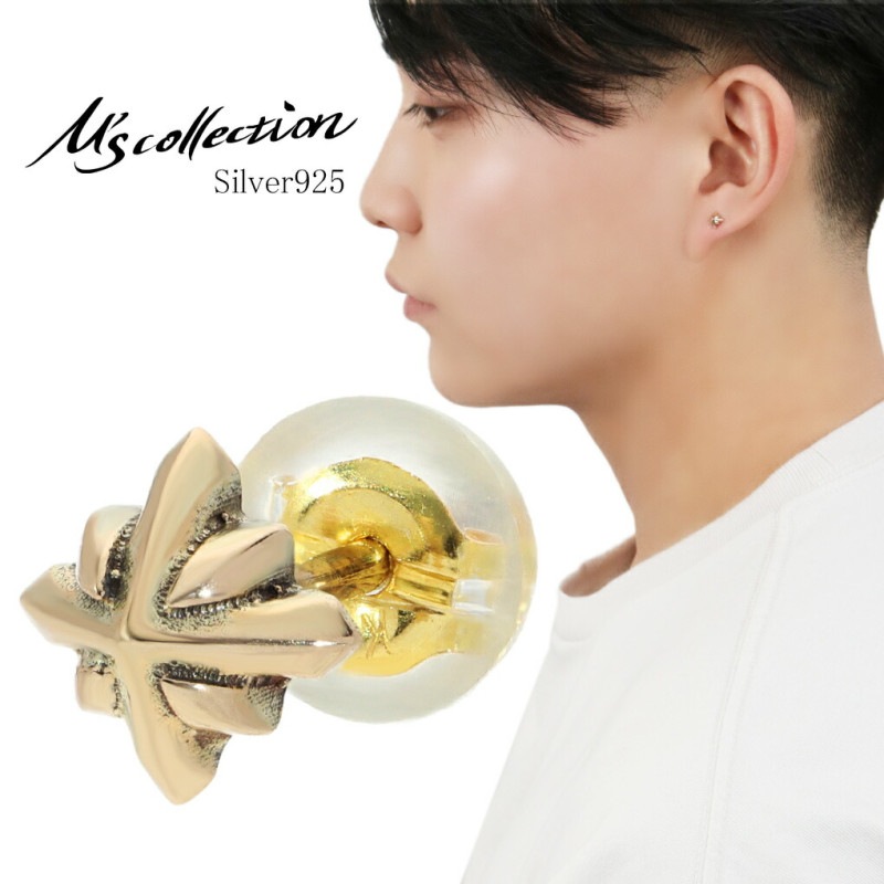 M's collection TRIPLE X STUDS K10 ピアス 1P 片耳用 ゴールド 10金