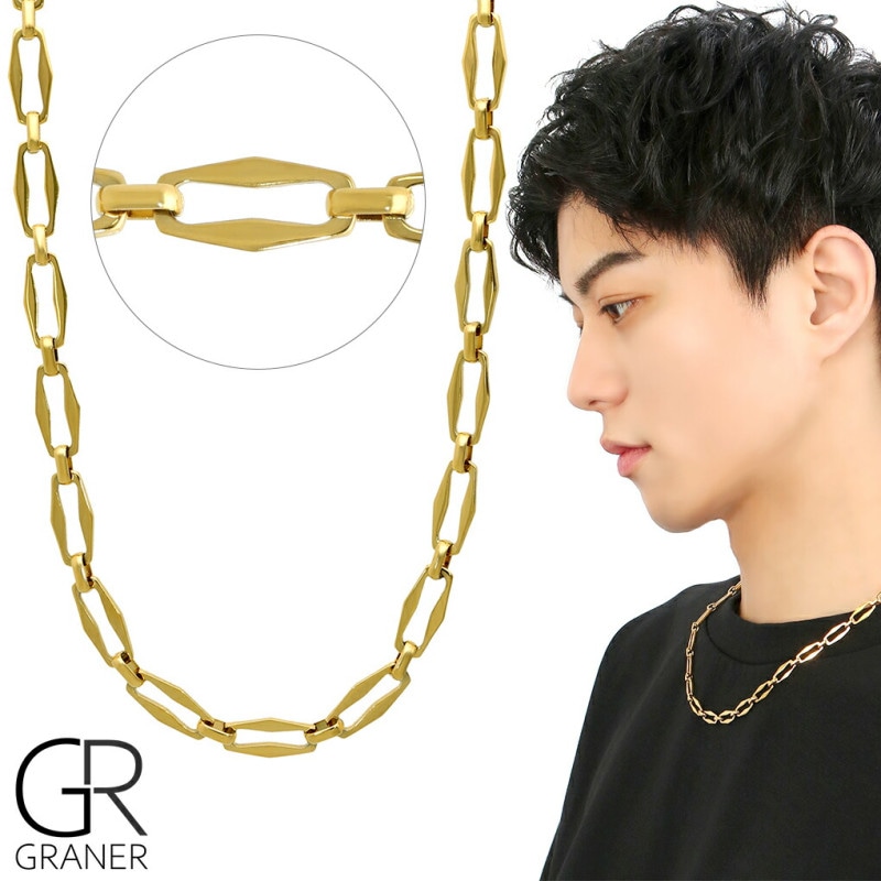 GRANER ステンレス ヘキサゴン チェーン ネックレス ゴールド