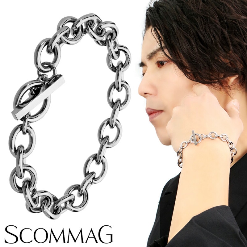 えびてん【断捨離中】 M.U.L. マンテルＣチェーンブレスレット SCOMMAG マンテル ステンレス チェーン ブレスレット Lサイズ 小豆
